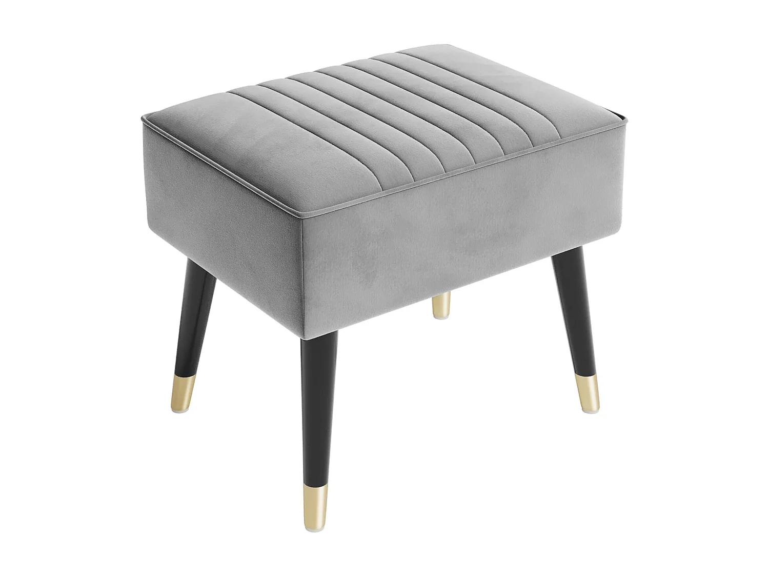 Repose-Pieds Salon en Velours Tabouret Pouf Ottoman avec Pieds en Métal pour Salon Chambre Salle de Séjour 52 x 40 x 47 cm - Gris