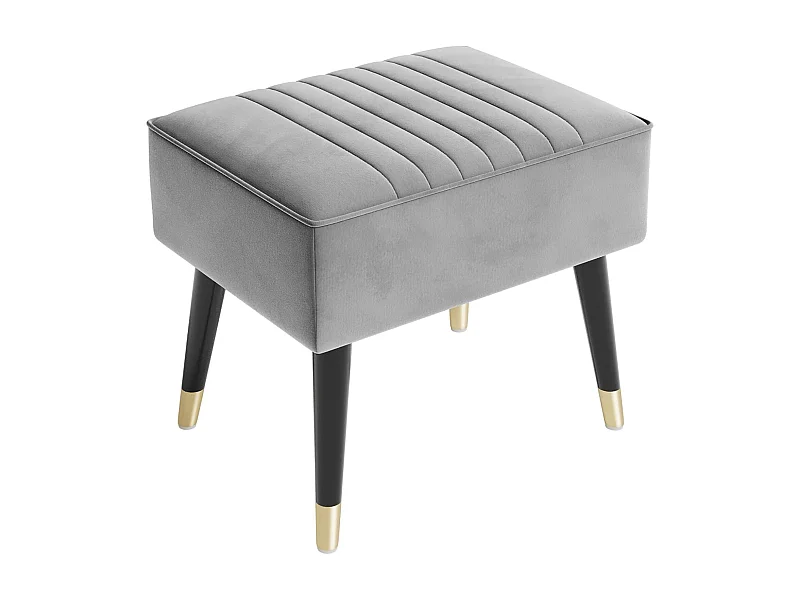 Pouf poggiapiedi in velluto per soggiorno con gambe in metallo per soggiorno e camera da letto 52 x 40 x 47 cm - Grigio