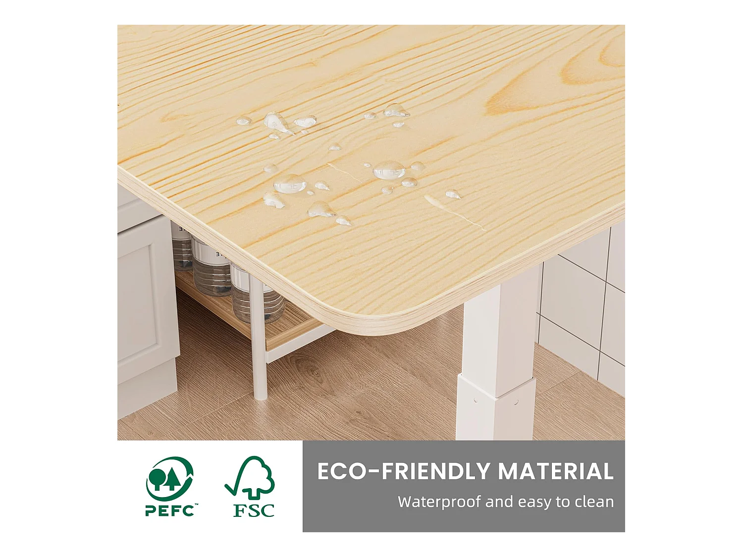 Tavolino laterale in legno 40x80 cm regolabile in altezza con ruote, ideale come tavolino da letto, comodino, scrivania mobile o tavolo per trattamenti