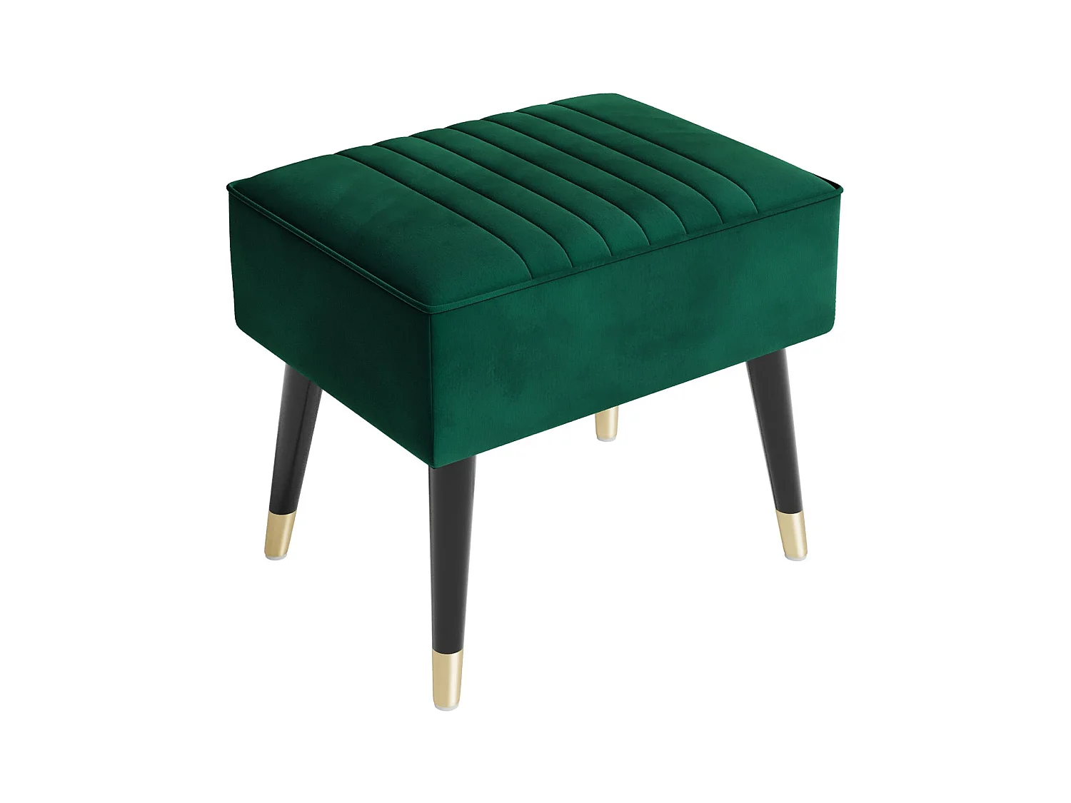 Repose-Pieds Salon en Velours Tabouret Pouf Ottoman avec Pieds en Métal pour Salon Chambre Salle de Séjour 52 x 40 x 47 cm - Vert