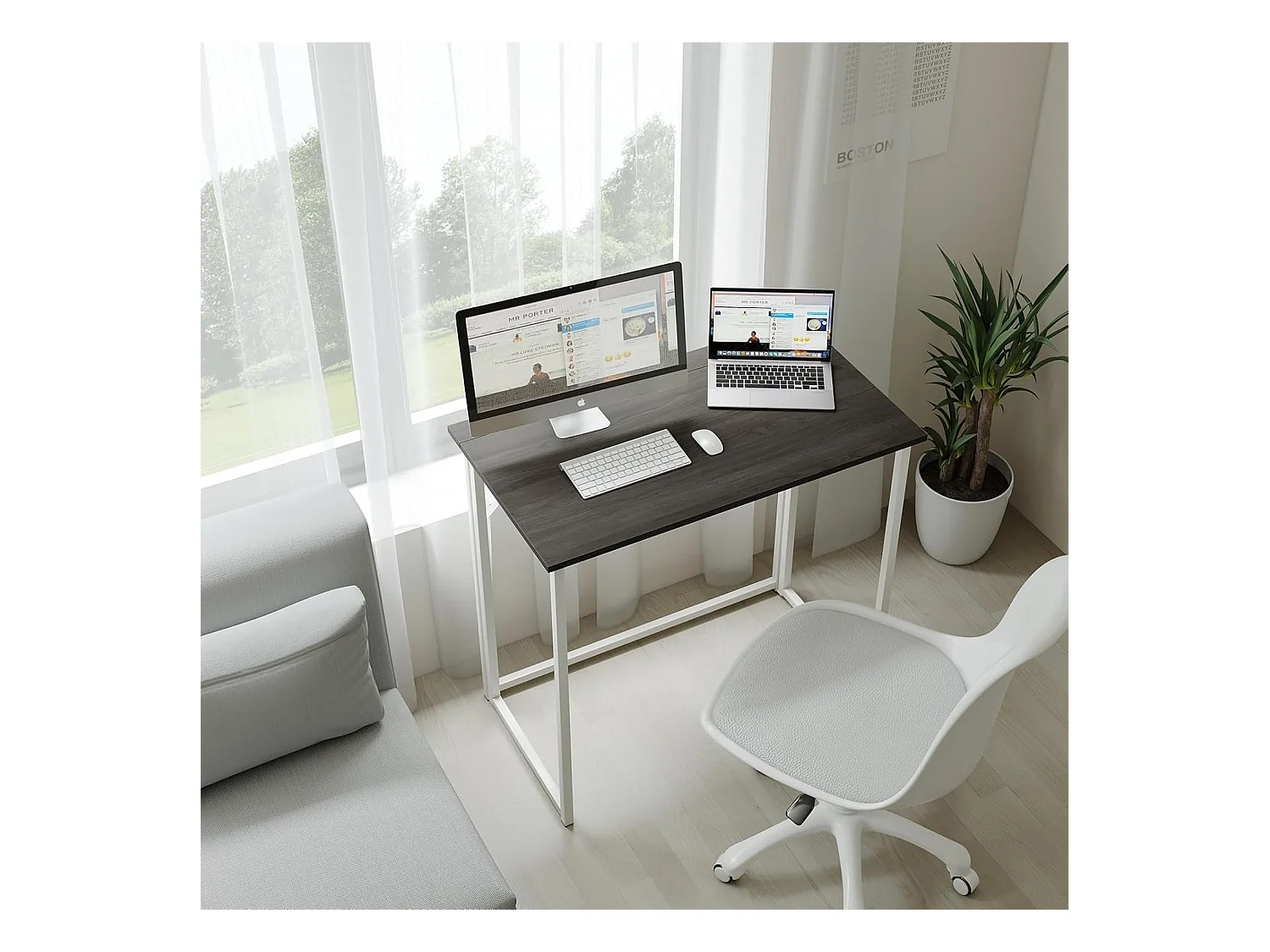 Scrivania pieghevole per computer, piccolo tavolo per computer per casa e ufficio, facile da montare, 80 x 46 x 74 cm - Nero