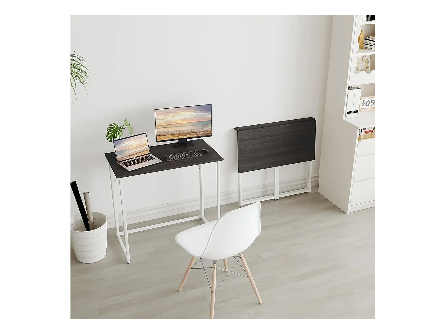 Scrivania pieghevole per computer, piccolo tavolo per computer per casa e ufficio, facile da montare, 80 x 46 x 74 cm - Nero