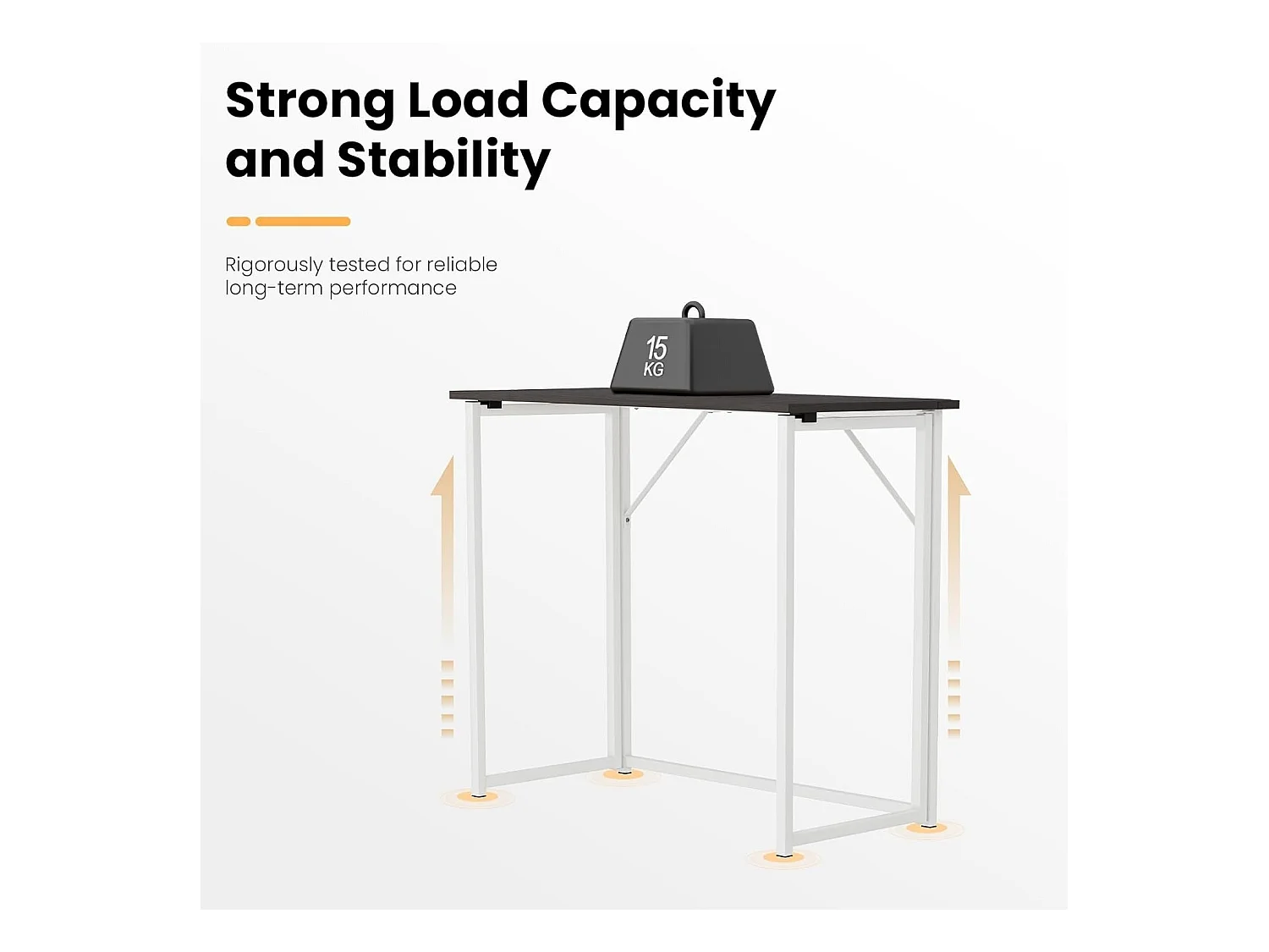 Scrivania pieghevole per computer, piccolo tavolo per computer per casa e ufficio, facile da montare, 80 x 46 x 74 cm - Nero