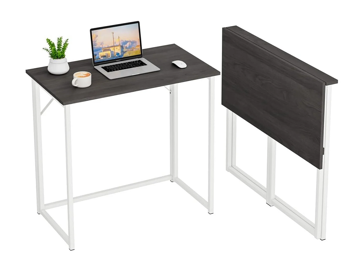 Bureau d'ordinateur pliable, petite table d'ordinateur pour la maison et le bureau, montage facile, 80 x 46 x 74 cm - Noir