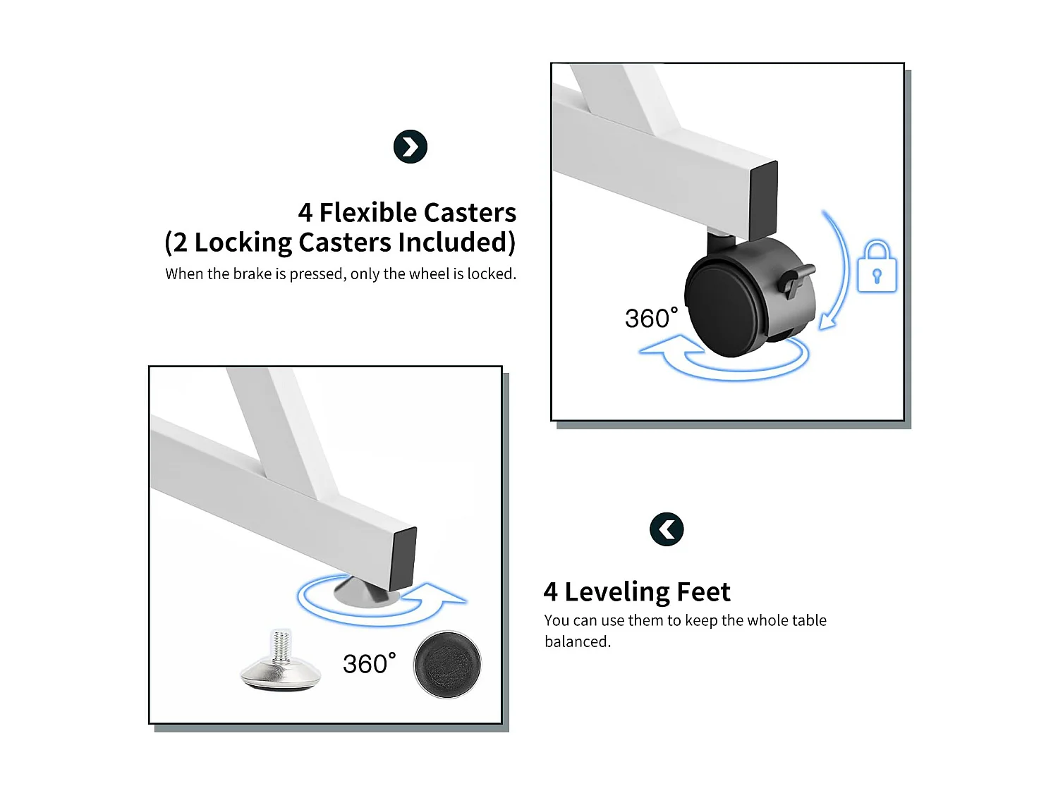 Scrivania per computer a Z con ruote, compatta 70x60x79 cm, ripiani integrati, facile da spostare, ideale per piccoli spazi, ufficio o studio