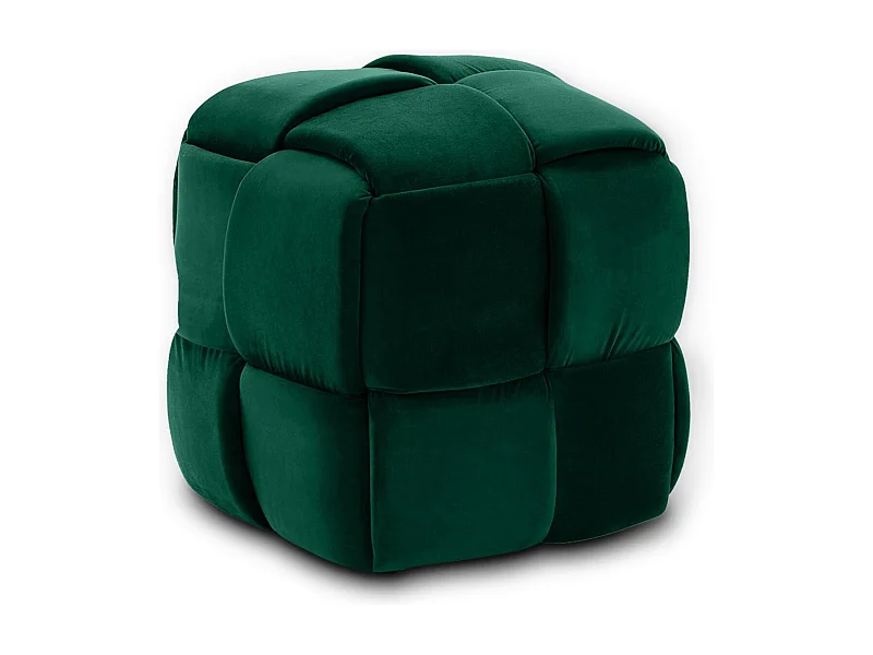 Pouf Ottoman en Velours Repose-Pieds Salon Tressé Tabouret Carrée de Maquillage Décorative Moderne 43 x 43 x 46 cm Charge Max 140 kg - Vert