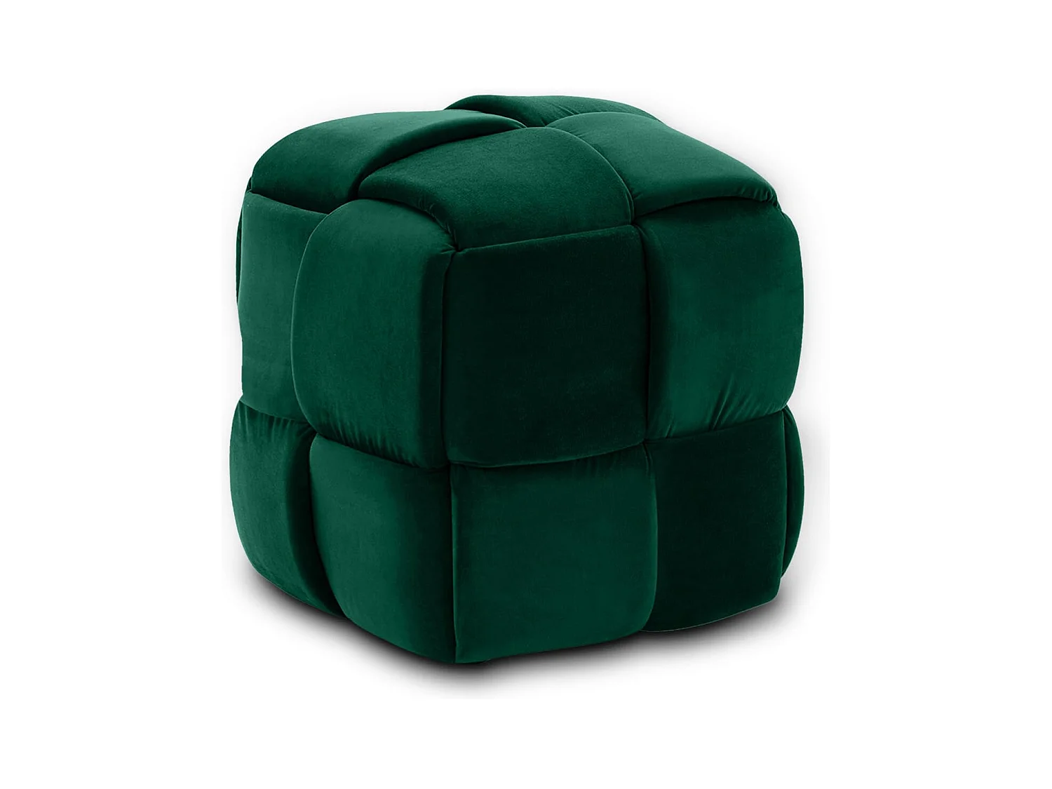 Pouf Ottoman en Velours Repose-Pieds Salon Tressé Tabouret Carrée de Maquillage Décorative Moderne 43 x 43 x 46 cm Charge Max 140 kg - Vert