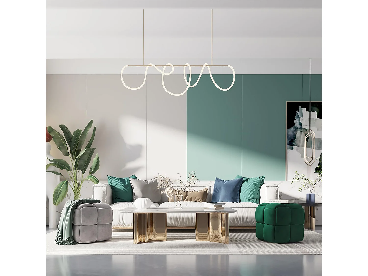 Pouf Ottoman en Velours Repose-Pieds Salon Tressé Tabouret Carrée de Maquillage Décorative Moderne 43 x 43 x 46 cm Charge Max 140 kg - Vert