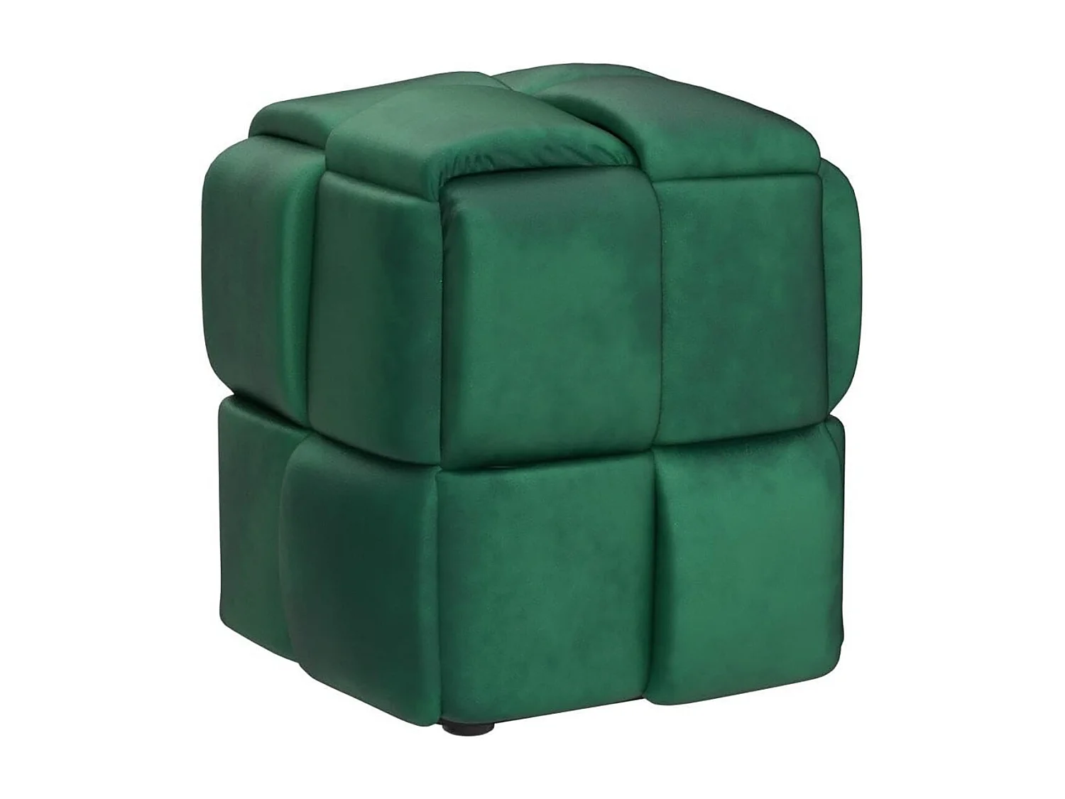 Pouf Ottoman en Velours Repose-Pieds Salon Tressé Tabouret Carrée de Maquillage Décorative Moderne 43 x 43 x 46 cm Charge Max 140 kg - Vert