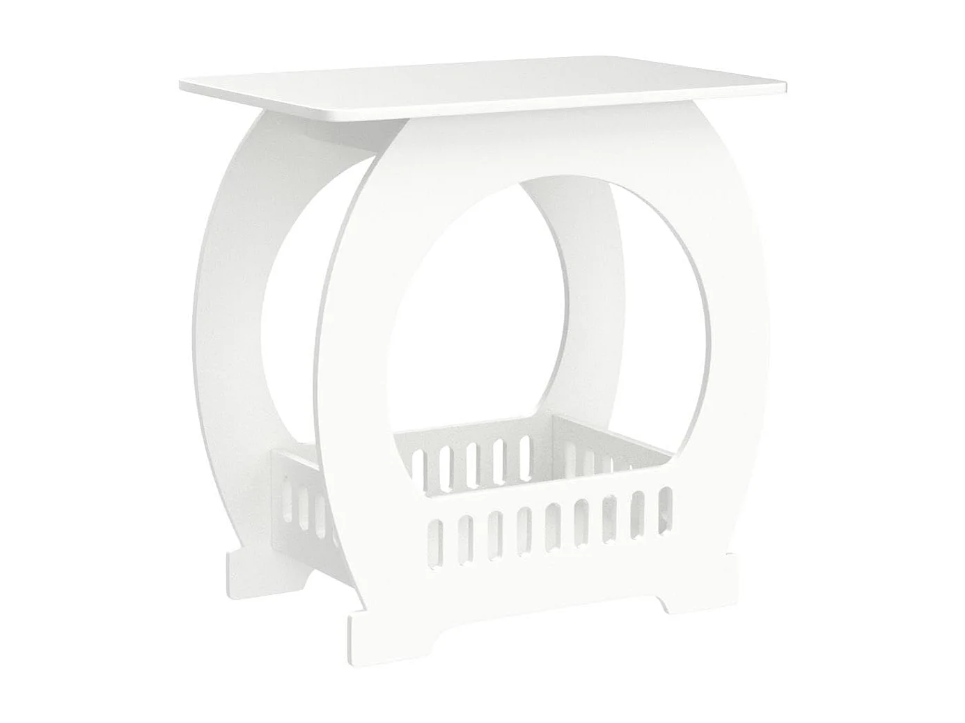 Table de chevet blanche 30x44x46 cm avec panier, idéale comme table de nuit, table à café ou bout de canapé pour salon, chambre, salle de bains ou balcon