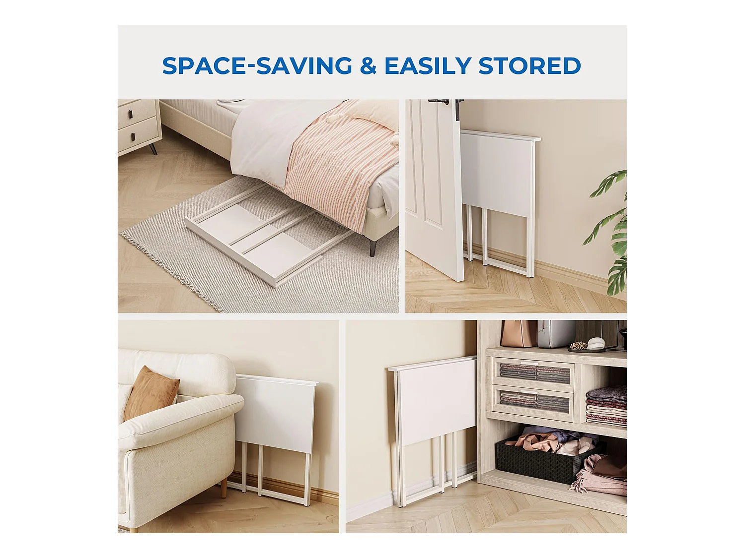 Opvouwbaar bureau, klein computerbureau voor thuiskantoor, 80 x 45 x 74 cm - Wit