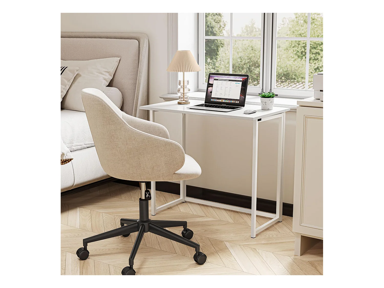 Opvouwbaar bureau, klein computerbureau voor thuiskantoor, 80 x 45 x 74 cm - Wit