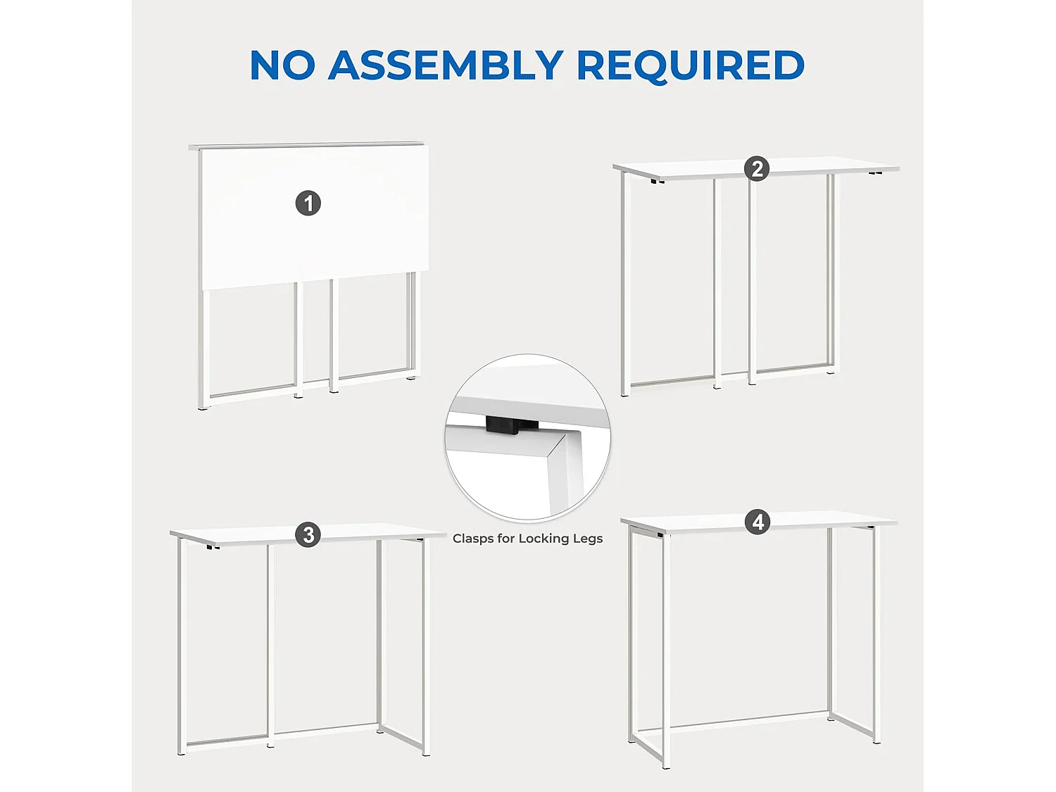 Opvouwbaar bureau, klein computerbureau voor thuiskantoor, 80 x 45 x 74 cm - Wit