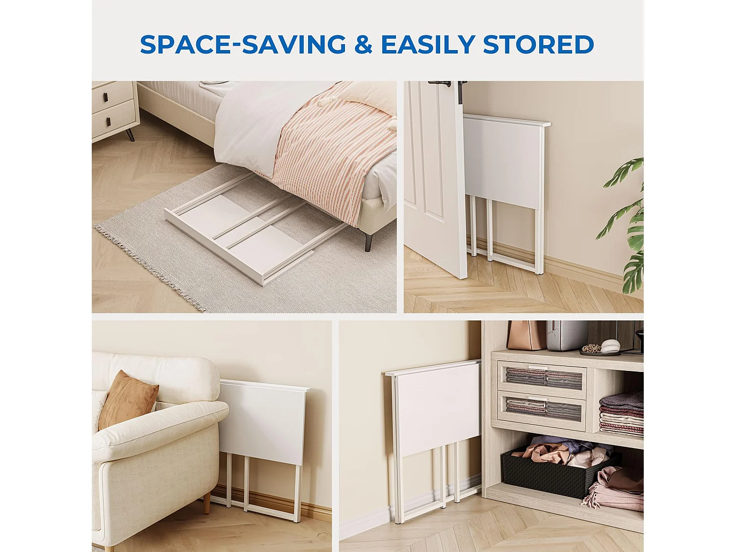 Opvouwbaar bureau, klein computerbureau voor thuiskantoor, 80 x 45 x 74 cm - Wit