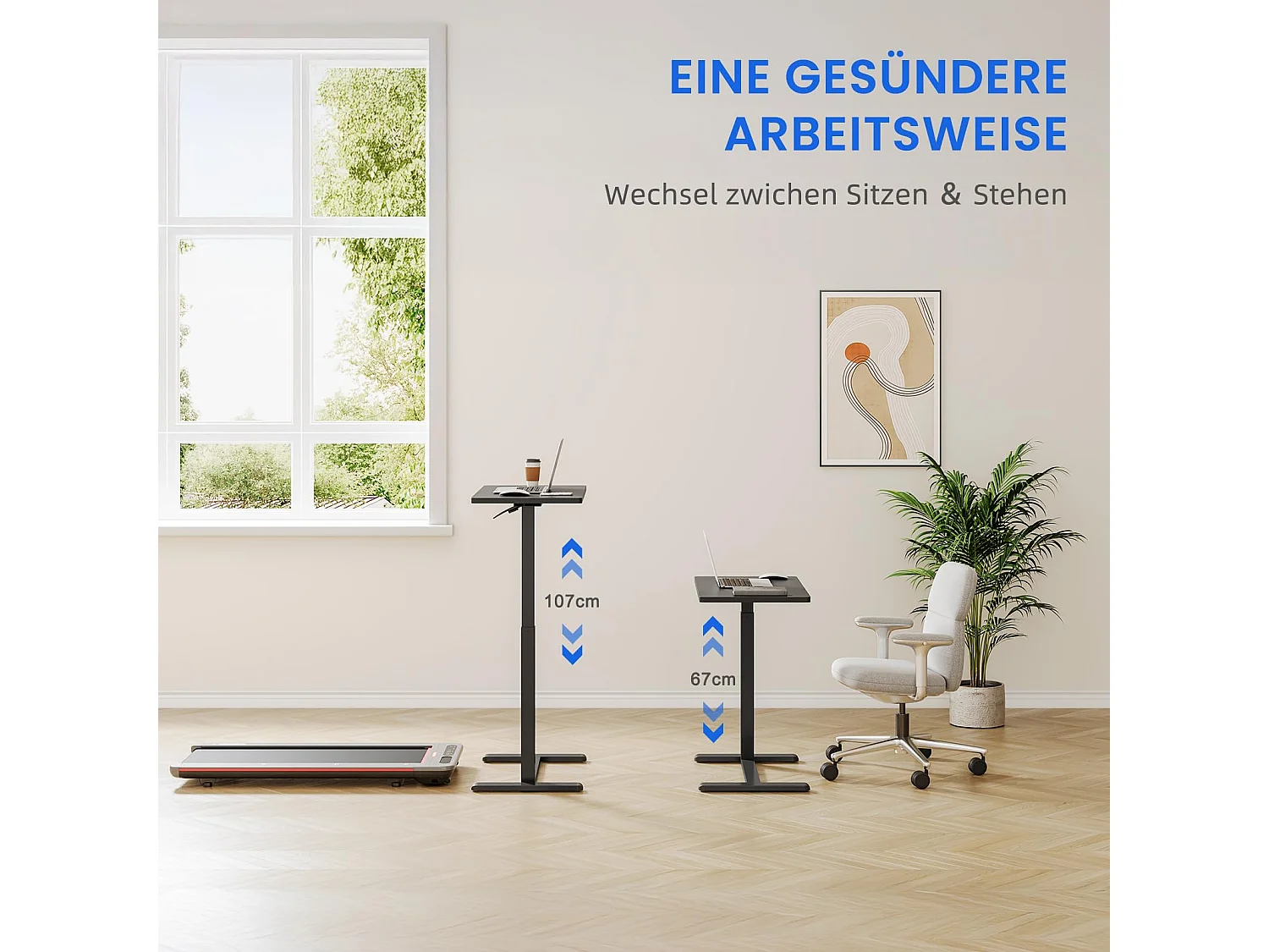 In hoogte verstelbare bijzettafel met wielen, perfect als behandeltafel, mobiel bureau, nachtkastje of salontafel voor de woonkamer zwart