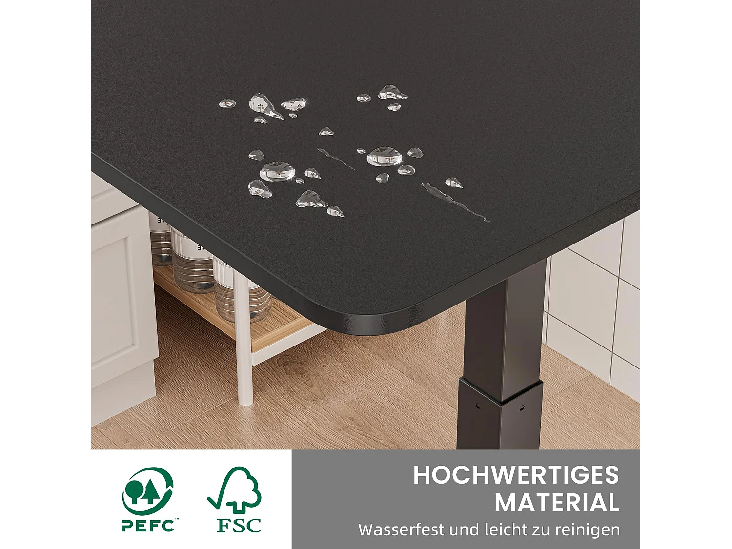 In hoogte verstelbare bijzettafel met wielen, perfect als behandeltafel, mobiel bureau, nachtkastje of salontafel voor de woonkamer zwart