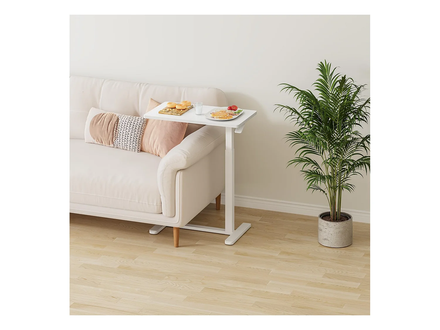 Table d’appoint réglable en hauteur avec roulettes, idéale comme table de soin pour lit, bureau mobile, table de chevet ou table de canapé pour salon