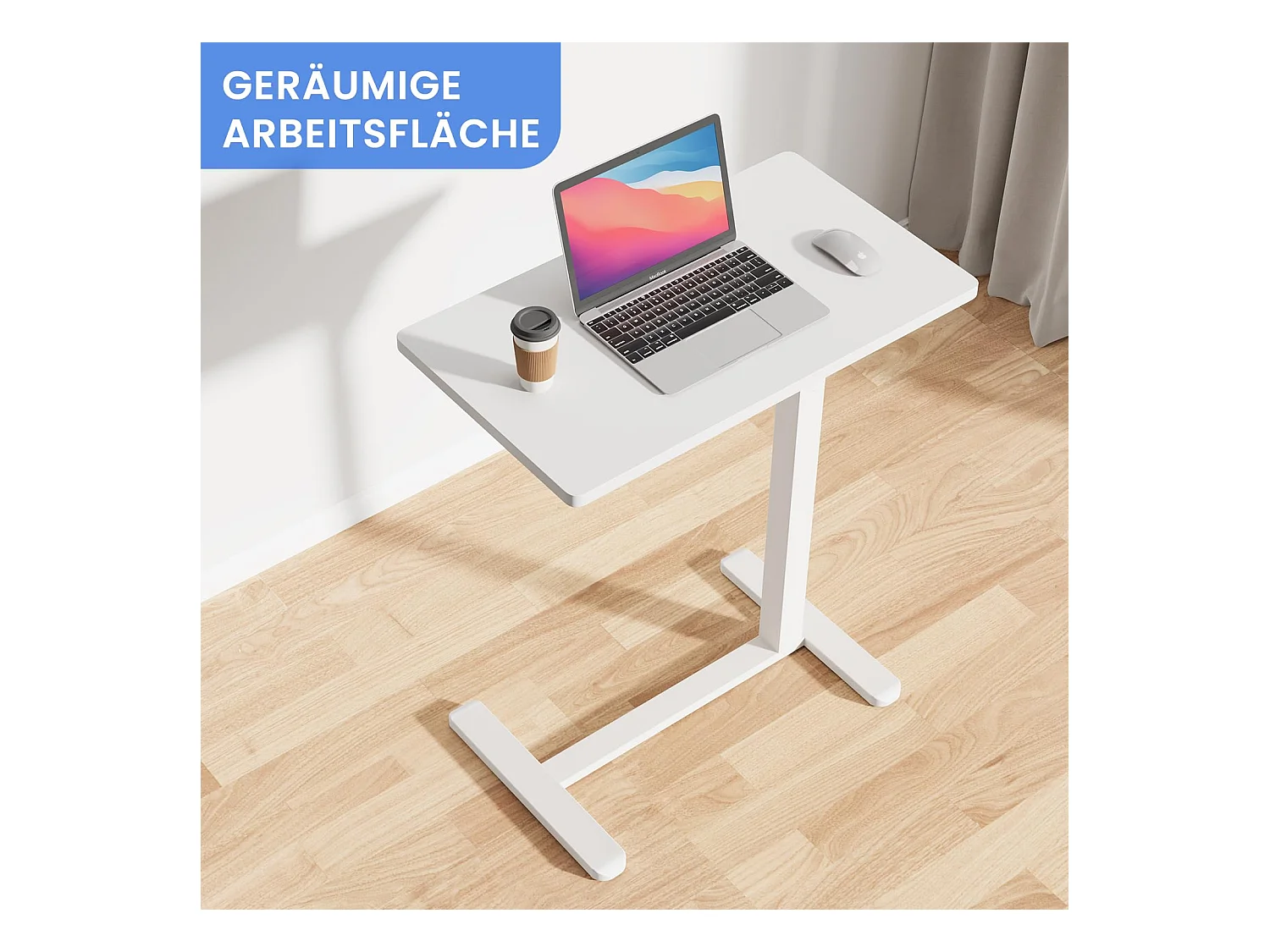 Table d’appoint réglable en hauteur avec roulettes, idéale comme table de soin pour lit, bureau mobile, table de chevet ou table de canapé pour salon