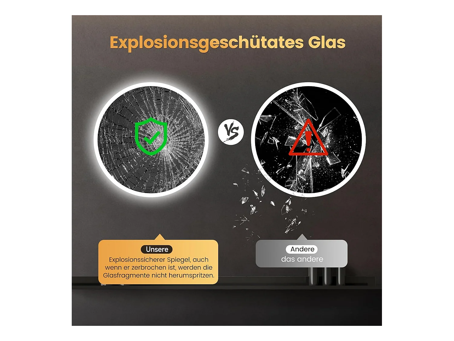 Ronde Badkamerspiegel YOLEO met Verlichting en Bluetooth Speaker, Wandspiegel met Touchschakelaar en Veiligheidsglas, 3 Instelbare Lichtkleuren, 70 x 70 cm