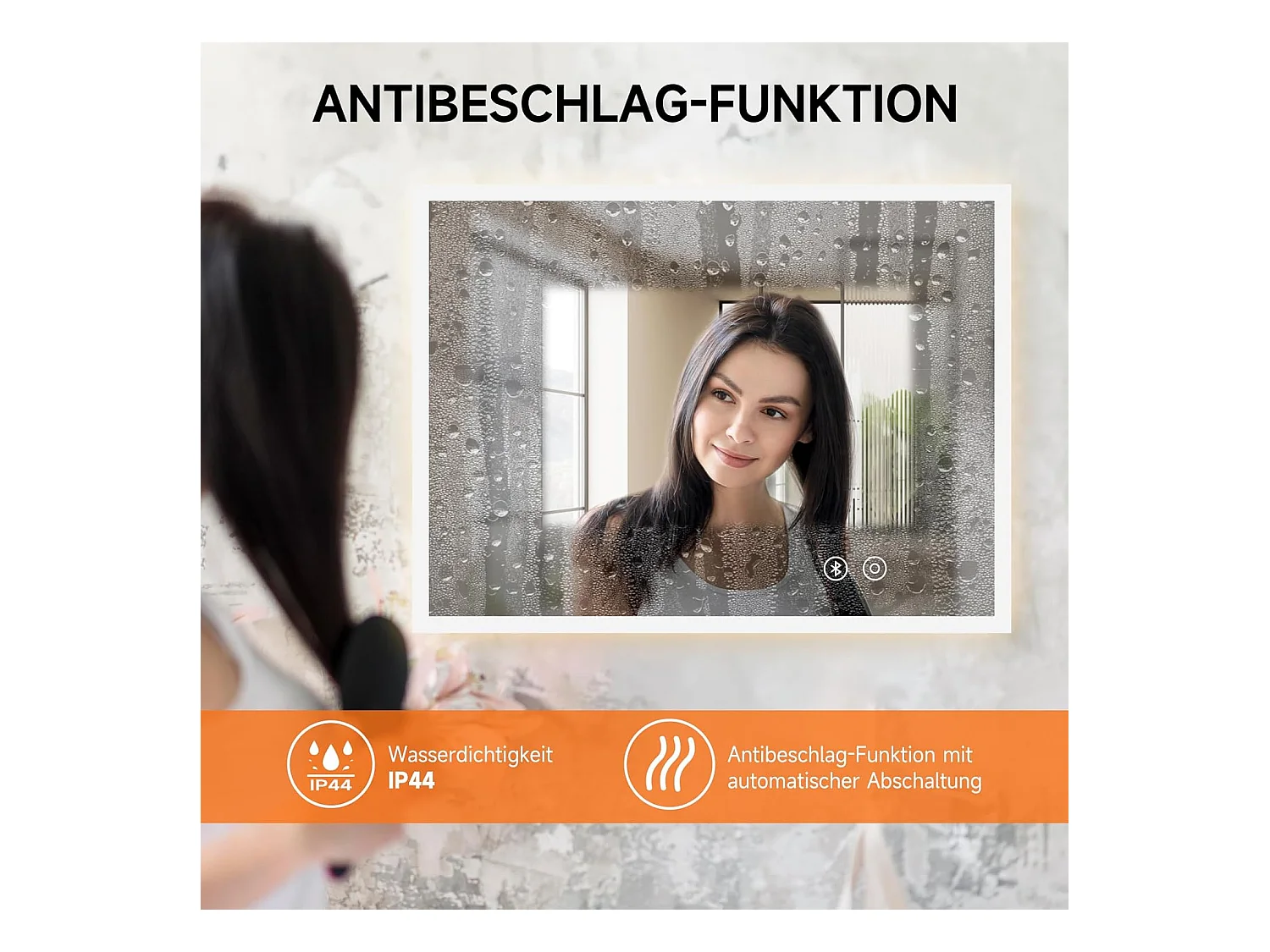 Miroir de Salle de Bain YOLEO avec Éclairage, Haut-parleur Bluetooth et Prise, Miroir LED Anti-Buée à Commande Tactile, 3 Couleurs de Lumière Réglables, 80 x 60 cm