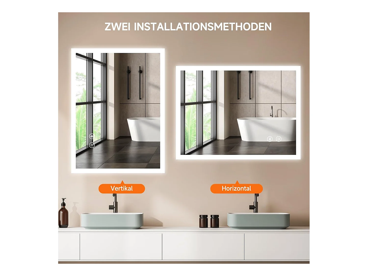 Miroir de Salle de Bain YOLEO avec Éclairage, Haut-parleur Bluetooth et Prise, Miroir LED Anti-Buée à Commande Tactile, 3 Couleurs de Lumière Réglables, 80 x 60 cm