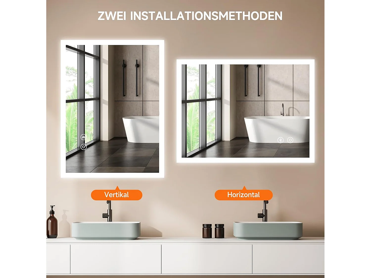 Miroir de Salle de Bain YOLEO avec Éclairage, Haut-parleur Bluetooth et Prise, Miroir LED Anti-Buée à Commande Tactile, 3 Couleurs de Lumière Réglables, 80 x 60 cm