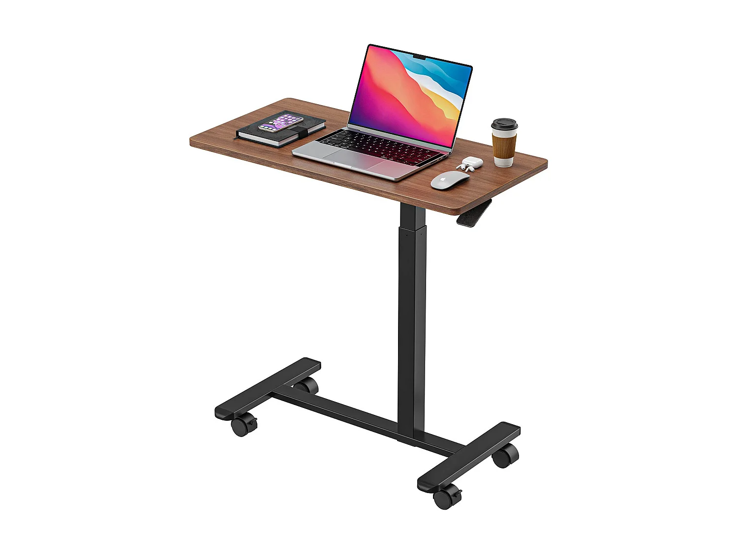 Table d’appoint en bois pour ordinateur portable, hauteur réglable, avec roulettes, utilisable comme table de canapé, chevet, salon, chambre ou table de soin au lit