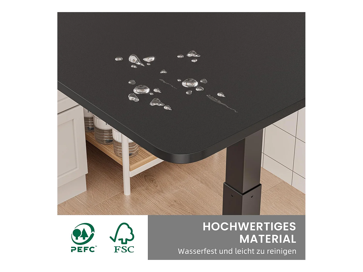 Table d'appoint avec roulettes - Hauteur réglable pour ordinateur portable, bureau en bois, canapé, table de nuit, café - pour chambre, salon - Couleur noire