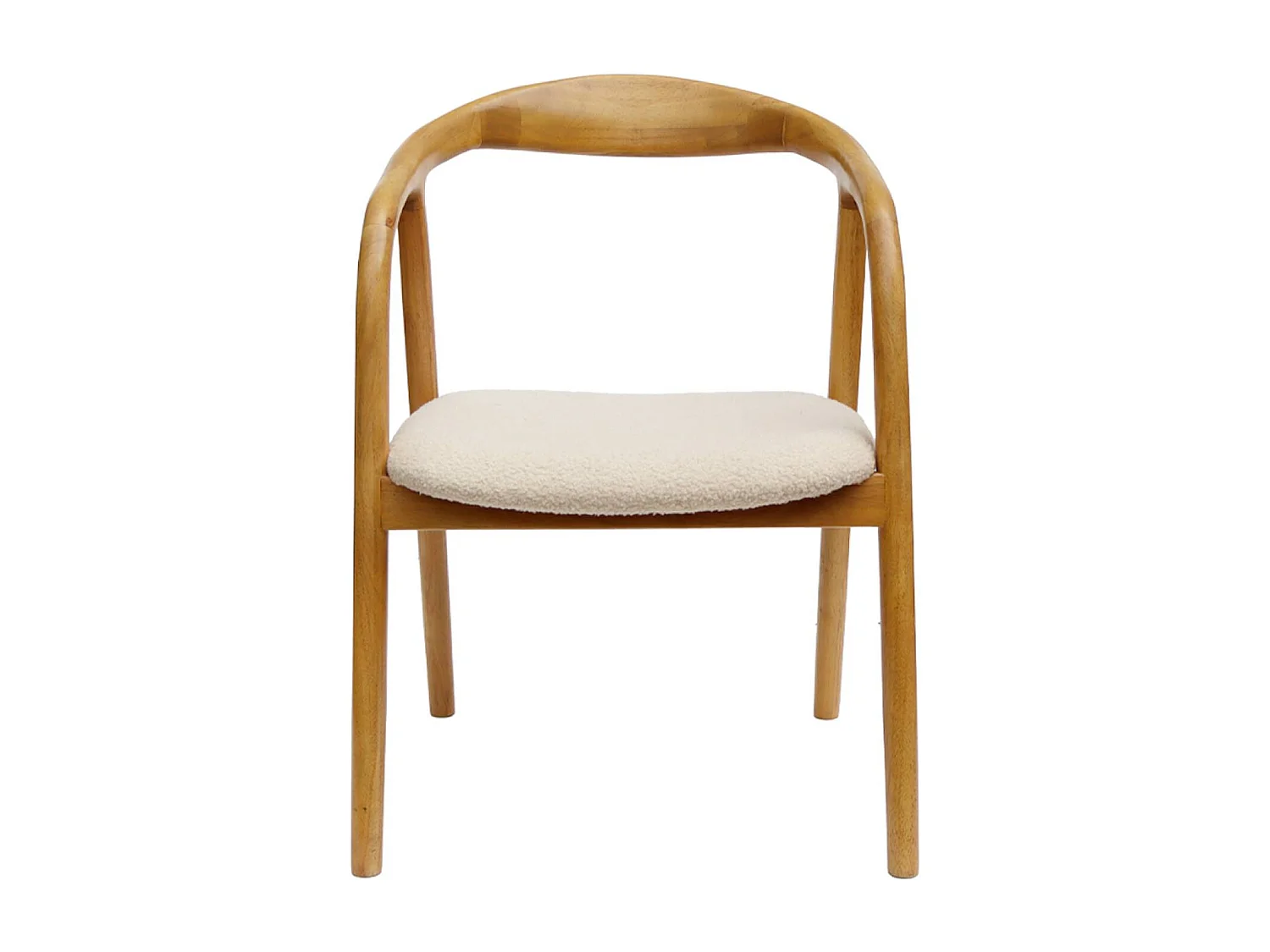 Silla de madera de hevea y borreguito, set de 2 natural