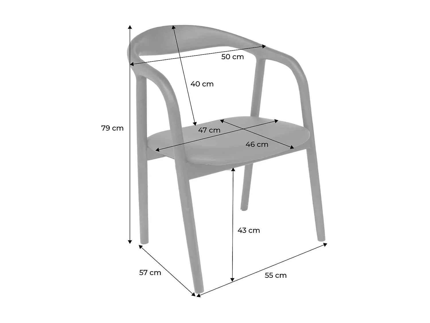 Silla de madera de hevea y borreguito, set de 2 nogal