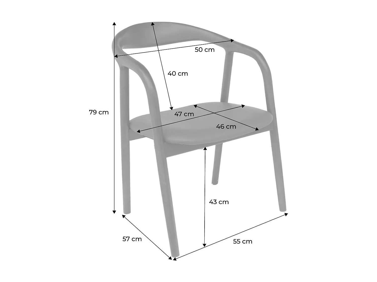 Silla de madera de hevea y borreguito, set de 2 nogal