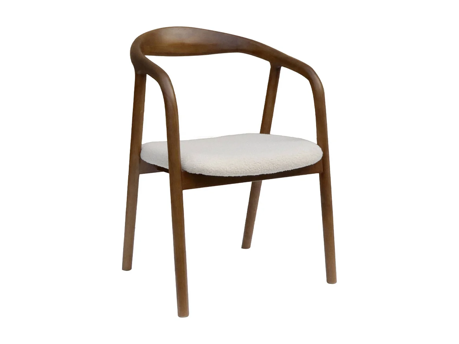 Set di 2 sedie in legno di hevea e bouclé, noce