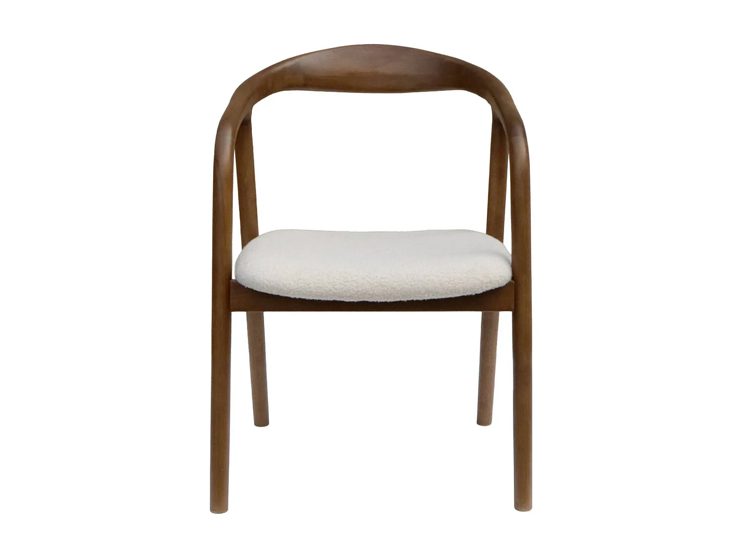 Set di 2 sedie in legno di hevea e bouclé, noce