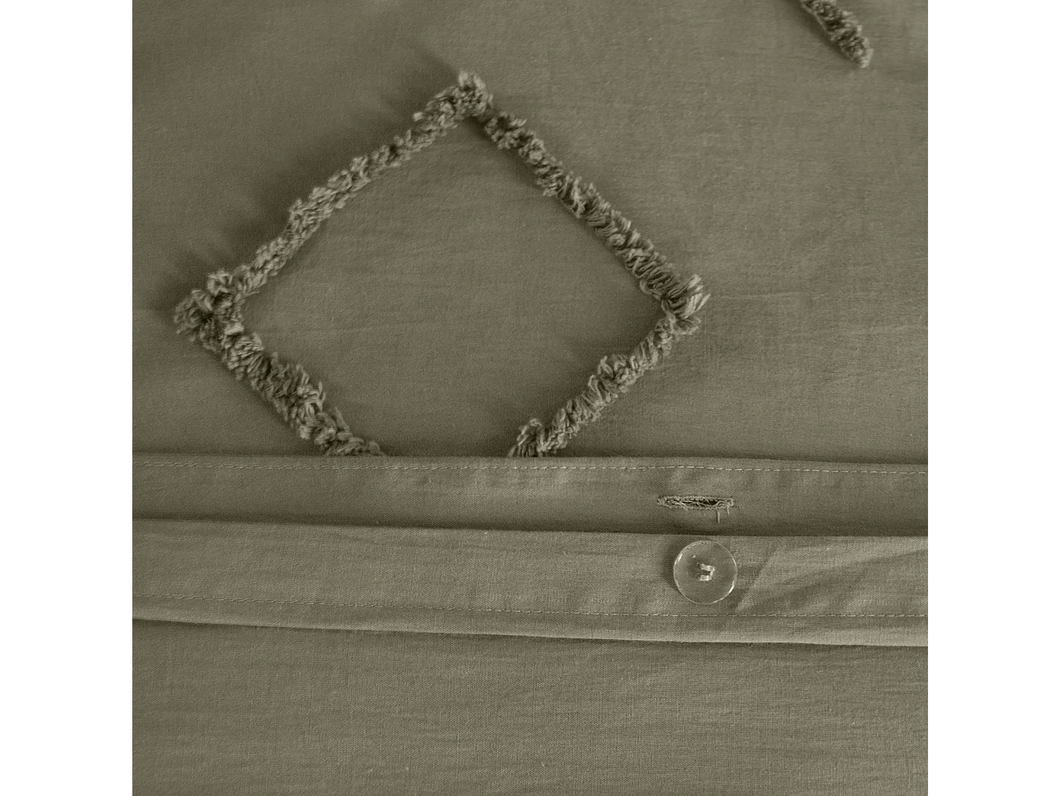 Set copripiumino in cotone, tufted etnico verde a 2 piazze