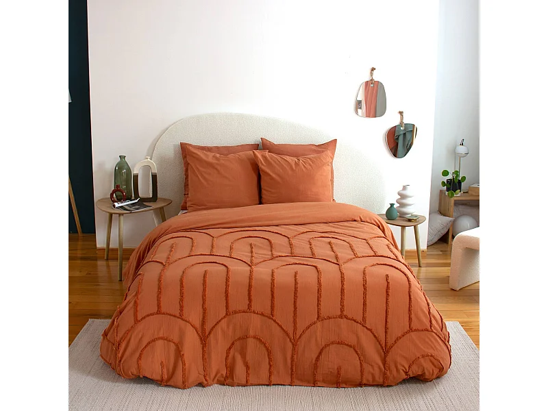 Set copripiumino matrimoniale in cotone, terracotta