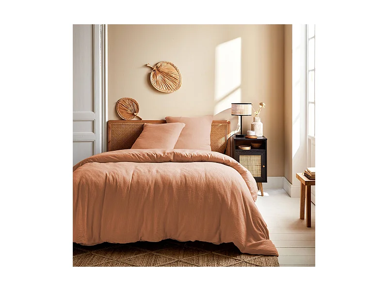Juego de funda nórdica de gasa de algodón melocotón