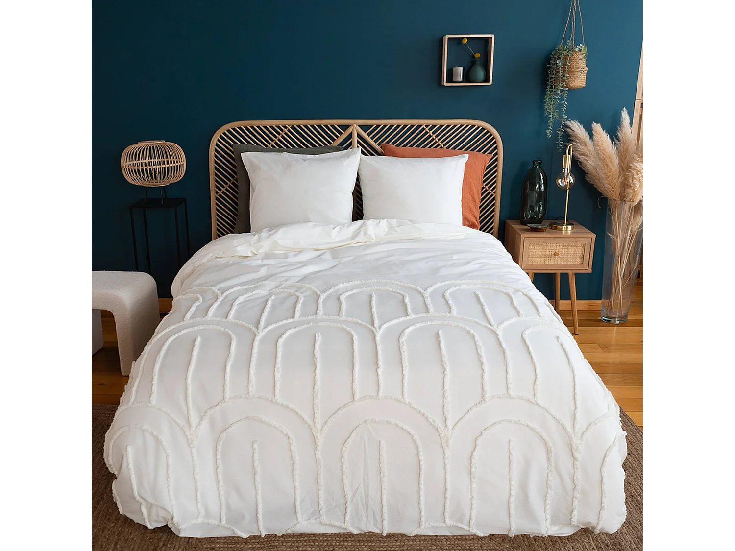 Set di biancheria da letto con archi retrò in cotone lavato