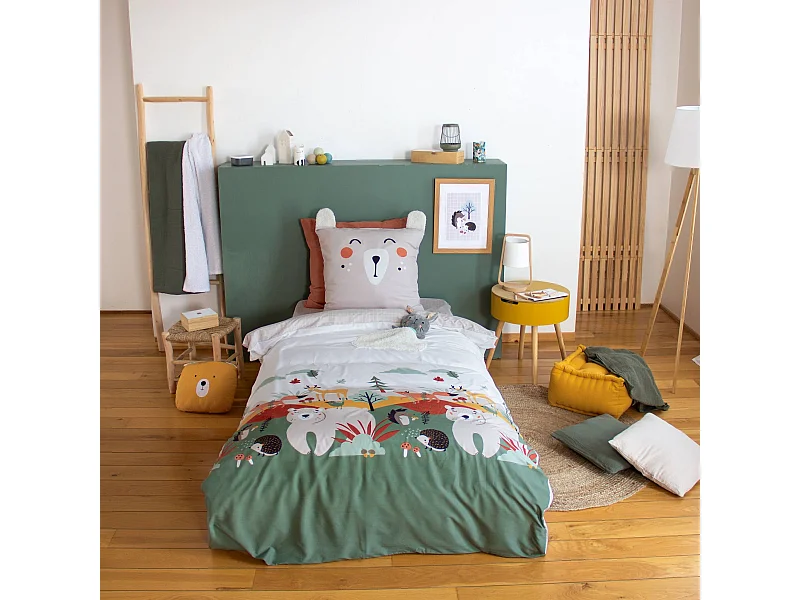 Ropa de cama de microfibra reversible impreso bosque de otoño, 1 plaza