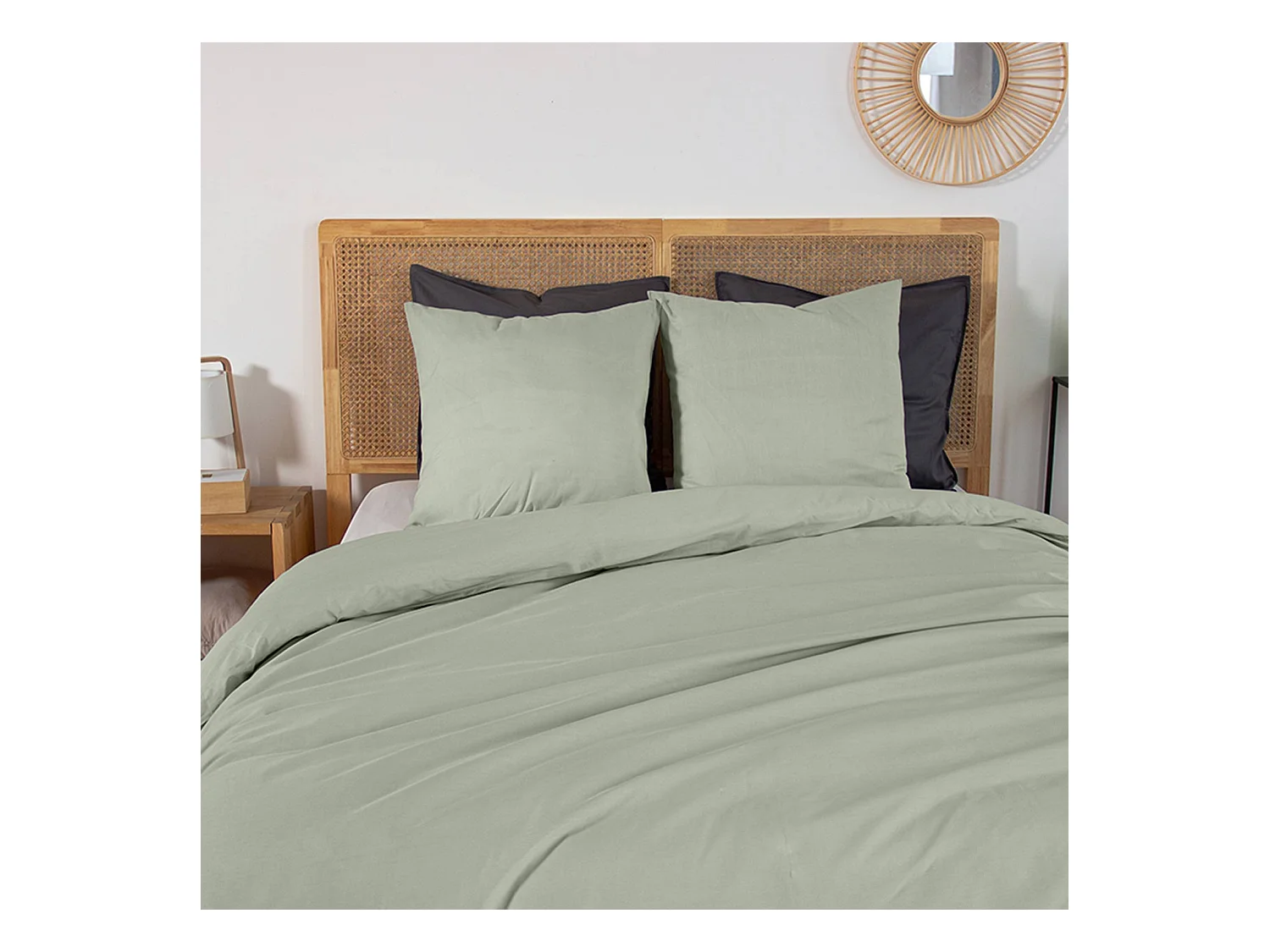 Parure de lit percale de coton 2 places sauge Skala 260x240cm