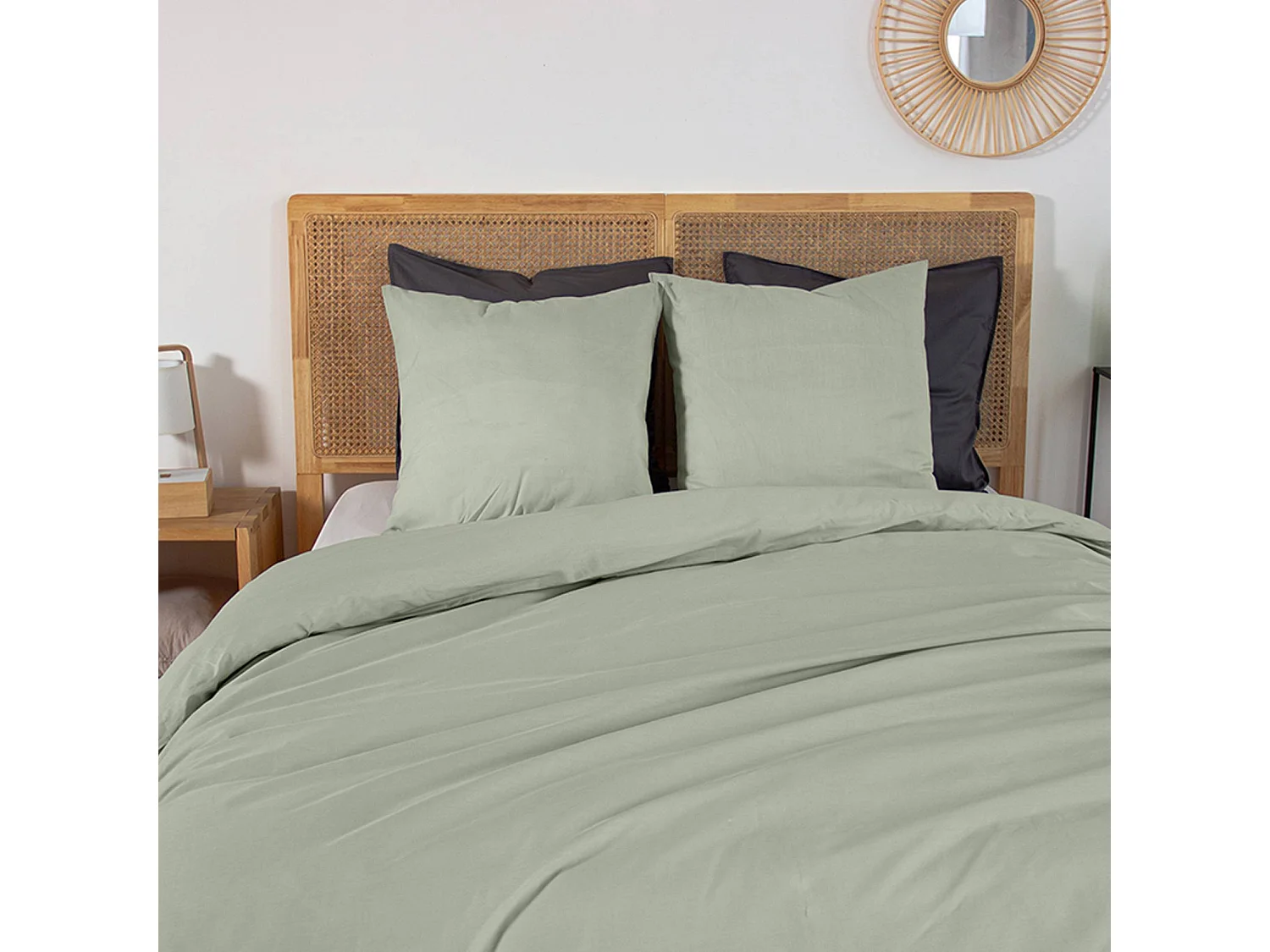 Set copripiumino in cotone verde salvia