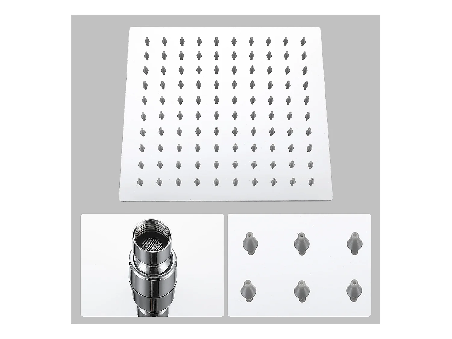 Colonne de douche thermostatique AICA- Ensemble de douche carrée en acier inoxydable- Système douche réglable en hauteur- Chromé