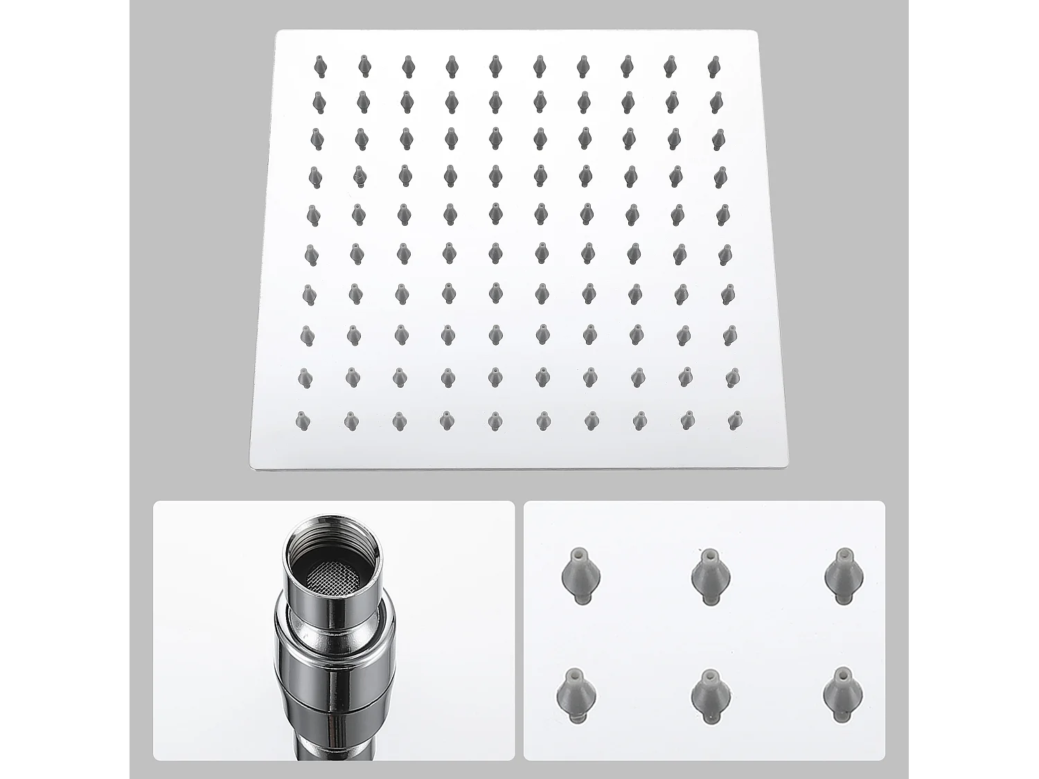 Colonne de douche thermostatique AICA- Ensemble de douche carrée en acier inoxydable- Système douche réglable en hauteur- Chromé