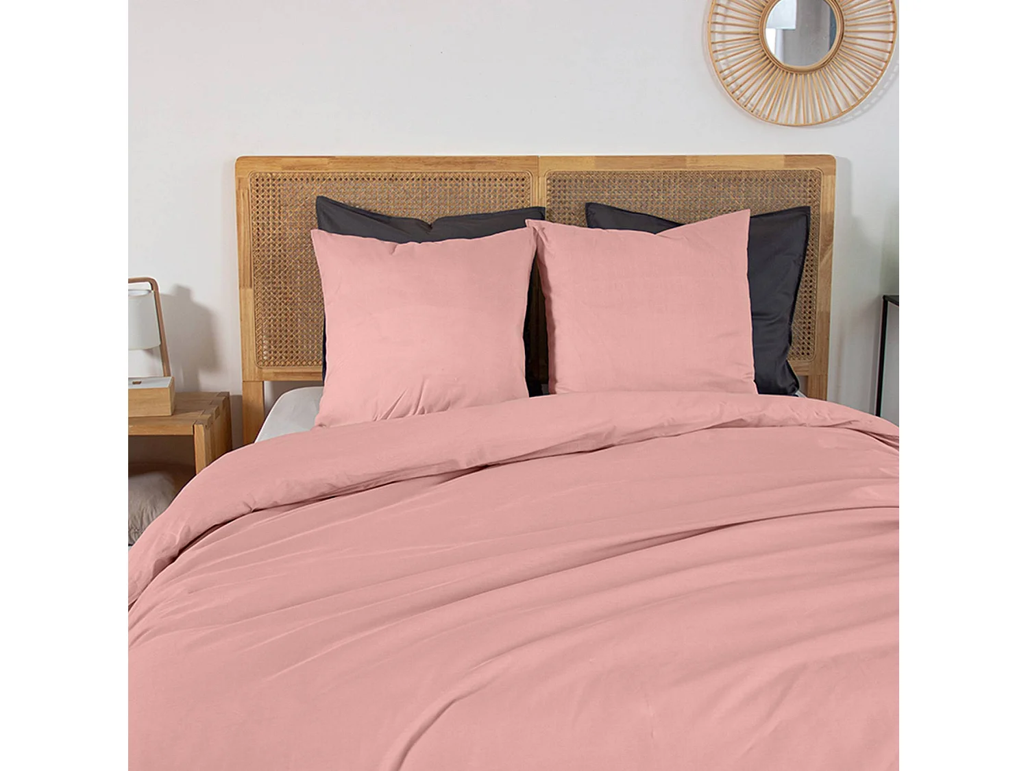 Juego de funda nórdica de algodón rosa