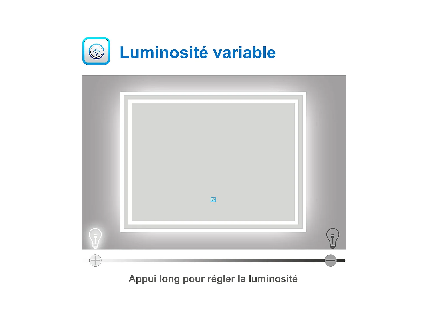 AICA Miroir LED 100x60cm avec éclairage intégré, Miroir de salle de bain avec anti-buée, Modèle double contour