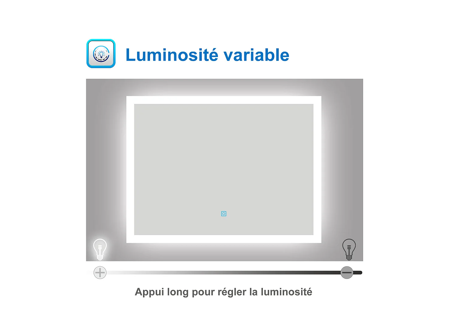 AICA Miroir LED 120x70cm avec éclairage intégré avec anti-buée, Modèle soleil