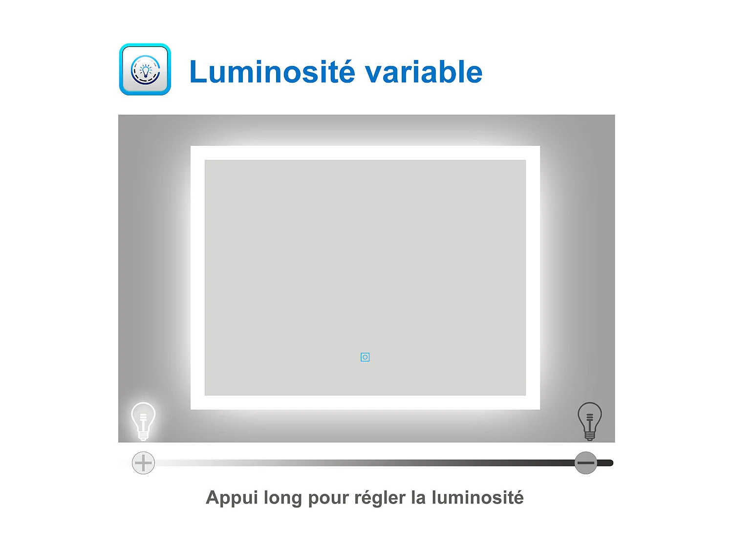 AICA Miroir LED 120x70cm avec éclairage intégré avec anti-buée, Modèle soleil