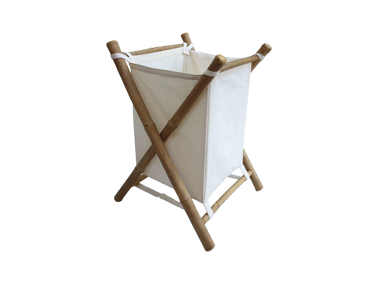 Cesto plegable de bambú y tela para la colada natural