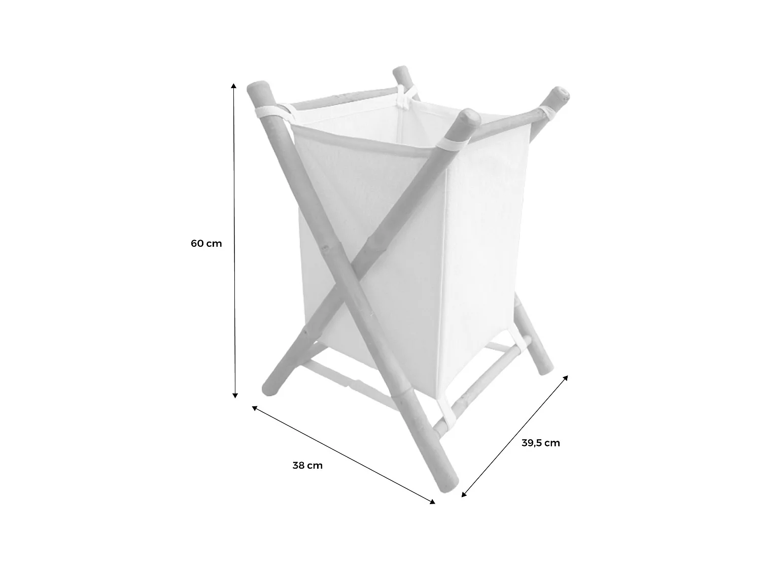 Cesto plegable de bambú y tela para la colada natural