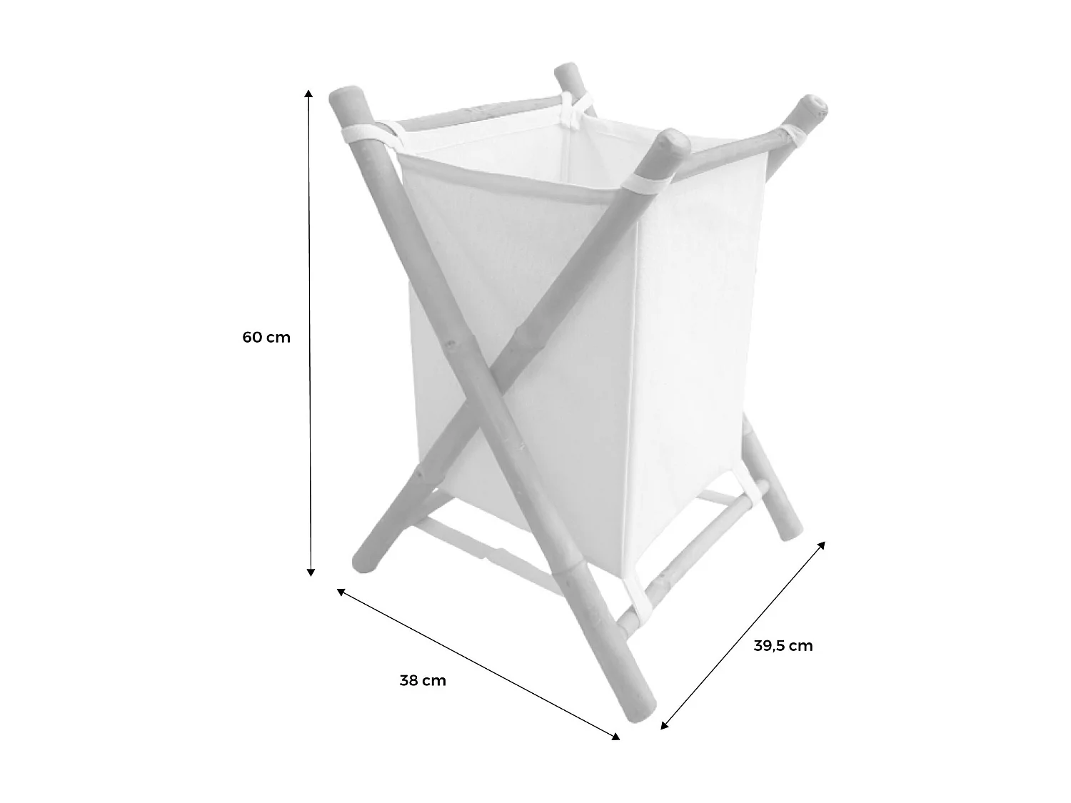 Cesto plegable de bambú y tela para la colada natural
