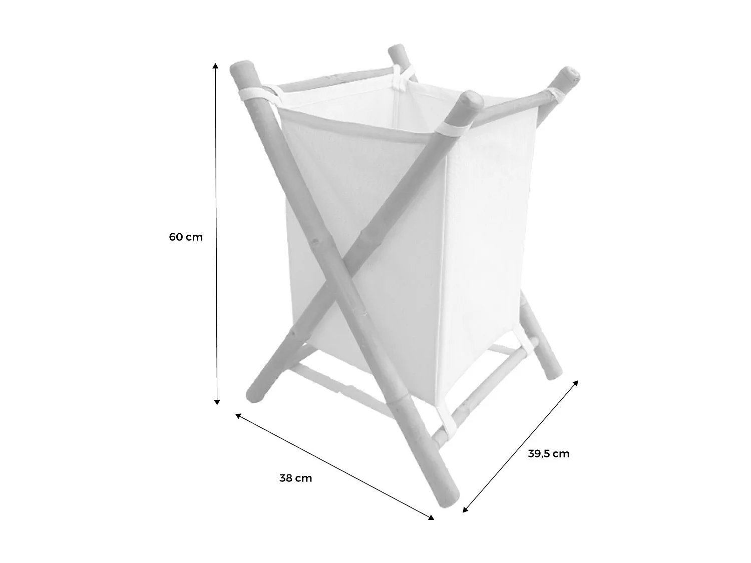 Cesto plegable de bambú y tela para la colada natural
